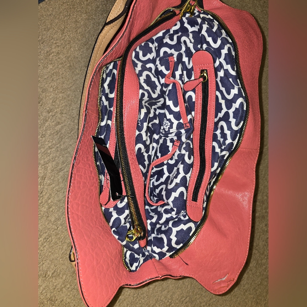 orYANY Lamb Leather Tote—Lauren Mineral Red Pebbled Pre-Owned. Cute Bag! - Picture 9 of 12